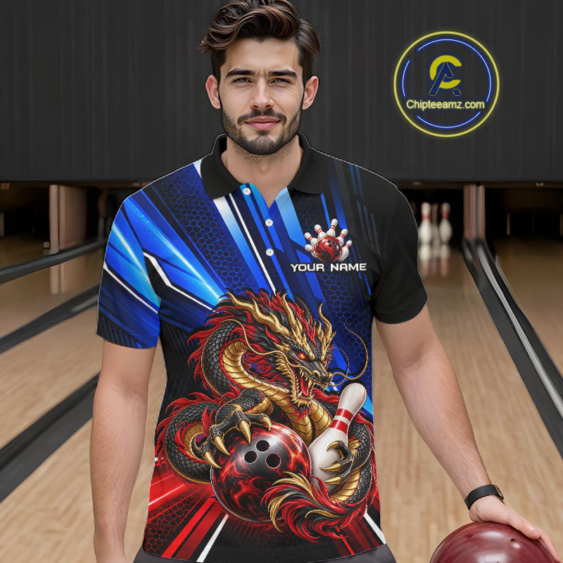 Custom Dragon Bowling Shirt for Men Bowling Team Jersey Polo & 1/4-Zip QZT1370
