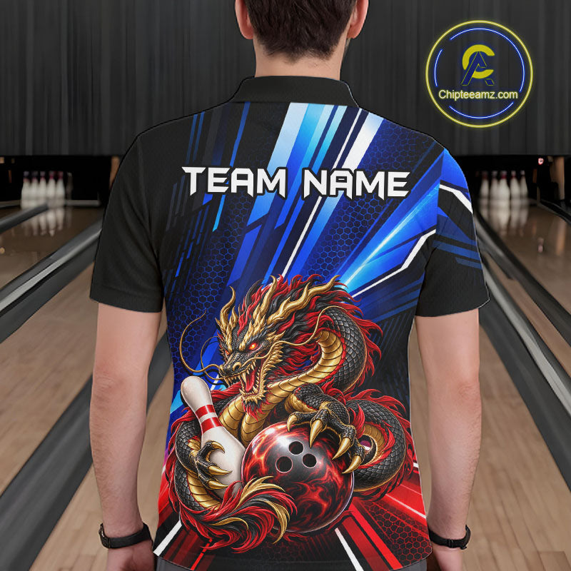 Custom Dragon Bowling Shirt for Men Bowling Team Jersey Polo & 1/4-Zip QZT1370