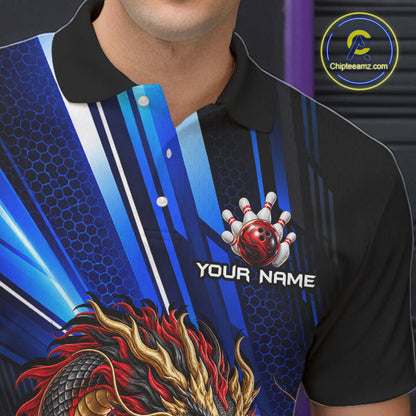 Custom Dragon Bowling Shirt for Men Bowling Team Jersey Polo & 1/4-Zip QZT1370