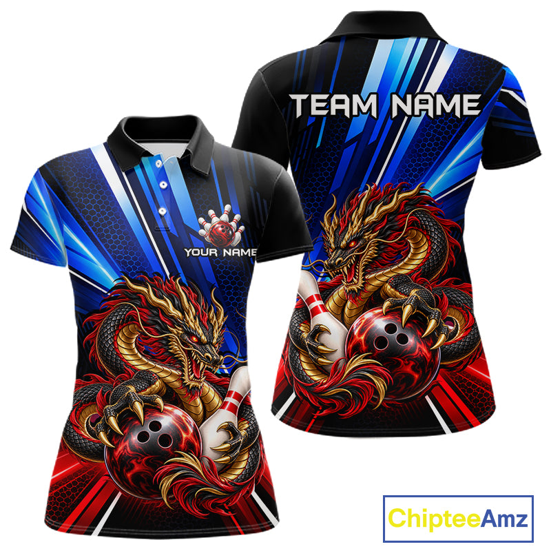 Custom Dragon Bowling Shirt for Women Bowling Team Jersey Polo & 1/4-Zip QZT1370
