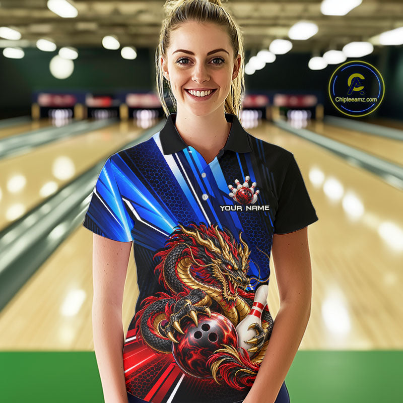 Custom Dragon Bowling Shirt for Women Bowling Team Jersey Polo & 1/4-Zip QZT1370