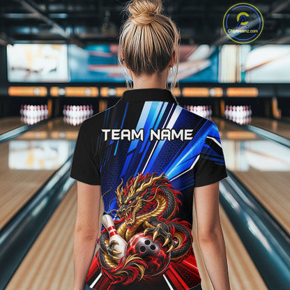 Custom Dragon Bowling Shirt for Women Bowling Team Jersey Polo & 1/4-Zip QZT1370