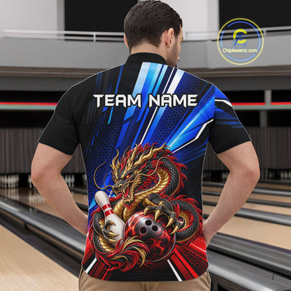 Custom Dragon Bowling Shirt for Men Bowling Team Jersey Polo & 1/4-Zip QZT1370