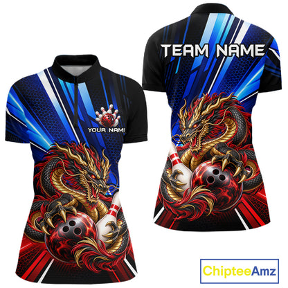 Custom Dragon Bowling Shirt for Women Bowling Team Jersey Polo & 1/4-Zip QZT1370