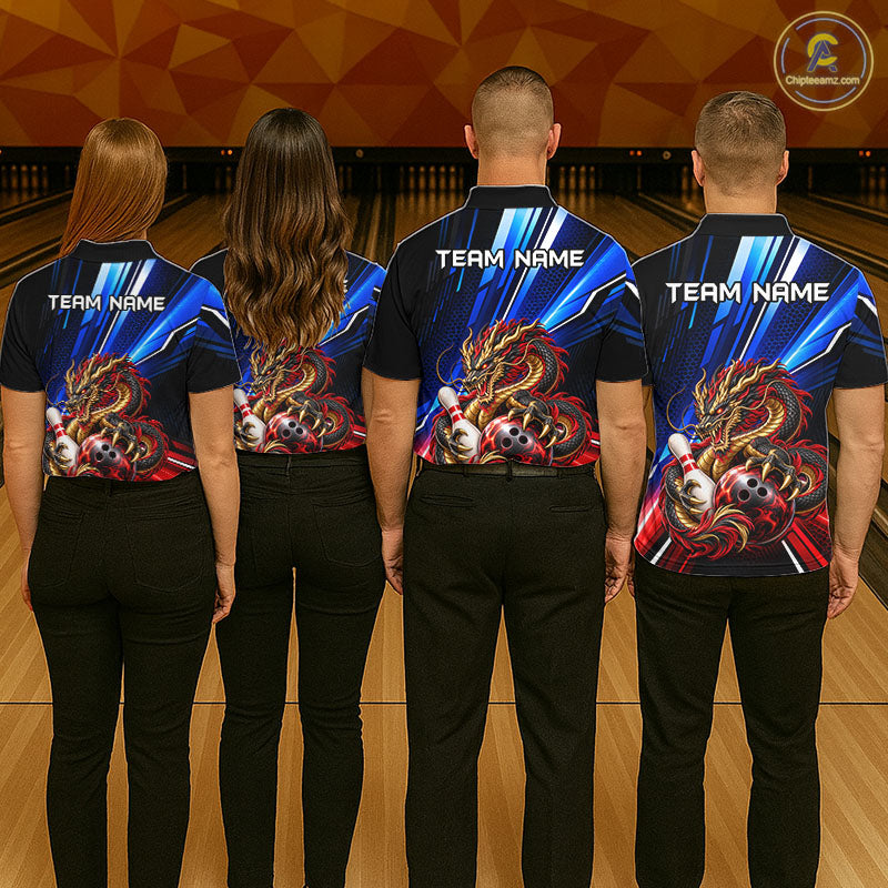 Custom Dragon Bowling Shirt for Women Bowling Team Jersey Polo & 1/4-Zip QZT1370