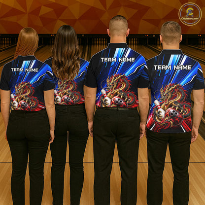 Custom Dragon Bowling Shirt for Women Bowling Team Jersey Polo & 1/4-Zip QZT1370