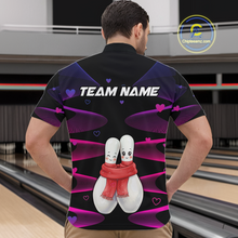 Load image into Gallery viewer, Personalized Valentine Bowling Shirt for Couples Bowling Jersey Pink Bowling Gift Polo &amp; 1/4-Zip QZT870
