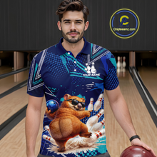 Load image into Gallery viewer, Custom Funny Wombat Bowling Team Shirt Navy Bowling Jersey for Men Bowling Performance QZT924