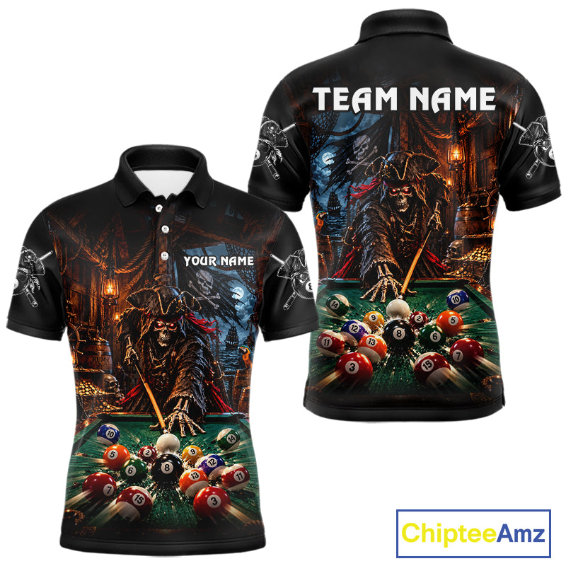 Custom Grim Reaper 8 Ball Billiard Shirts Pirate Billiard Pool Jersey for Men BHT131
