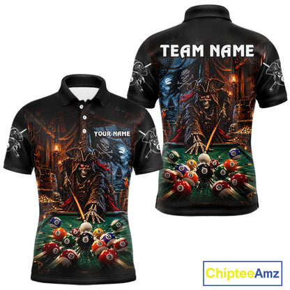 Custom Grim Reaper 8 Ball Billiard Shirts Pirate Billiard Pool Jersey for Men BHT131