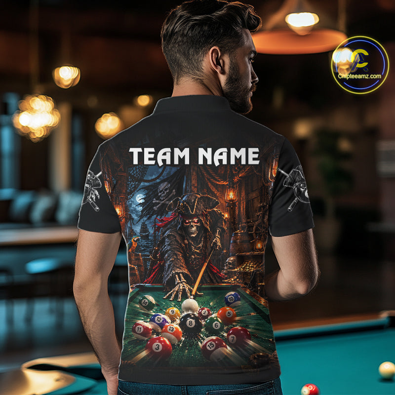 Custom Grim Reaper 8 Ball Billiard Shirts Pirate Billiard Pool Jersey for Men BHT131