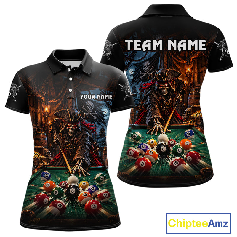 Custom Grim Reaper 8 Ball Billiard Shirts Pirate Billiard Pool Jersey for Women BHT131