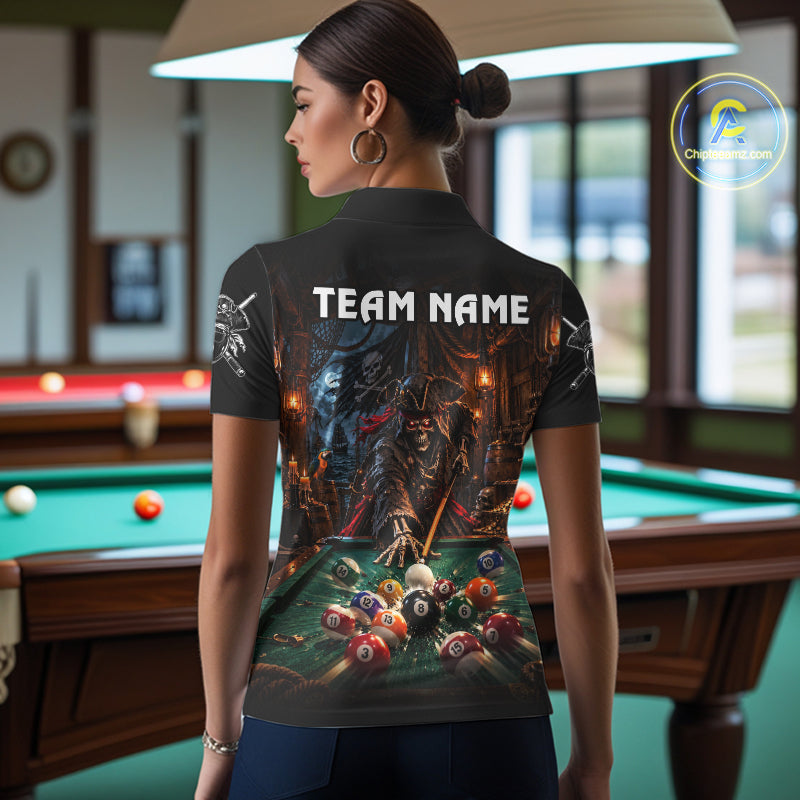 Custom Grim Reaper 8 Ball Billiard Shirts Pirate Billiard Pool Jersey for Women BHT131
