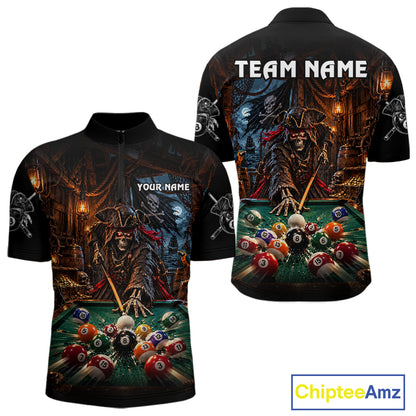 Custom Grim Reaper 8 Ball Billiard Shirts Pirate Billiard Pool Jersey for Men BHT131