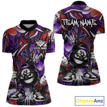 Load image into Gallery viewer, Rad and purple quarter-zip jersey with billiard ball design and 'Team Name' text on a white background, featuring the brand 'Chiptee Amz'.