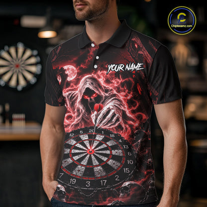 Custom Red Grim Reaper Dart Shirt Ghost Dartboard Dart Team Jersey for Men DHT77