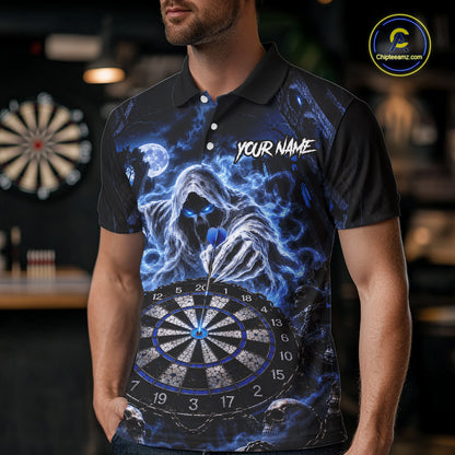 Custom Blue Grim Reaper Dart Shirt Ghost Dartboard Dart Team Jersey for Men DHT77