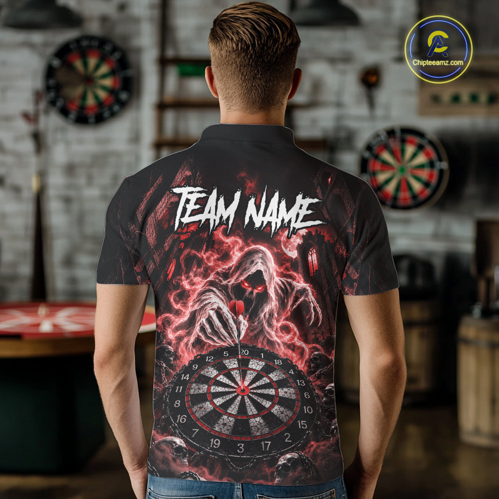 Custom Red Grim Reaper Dart Shirt Ghost Dartboard Dart Team Jersey for Men DHT77