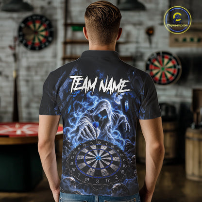 Custom Blue Grim Reaper Dart Shirt Ghost Dartboard Dart Team Jersey for Men DHT77
