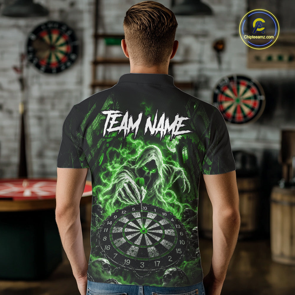 Custom Green Grim Reaper Dart Shirt Ghost Dartboard Dart Team Jersey for Men DHT77