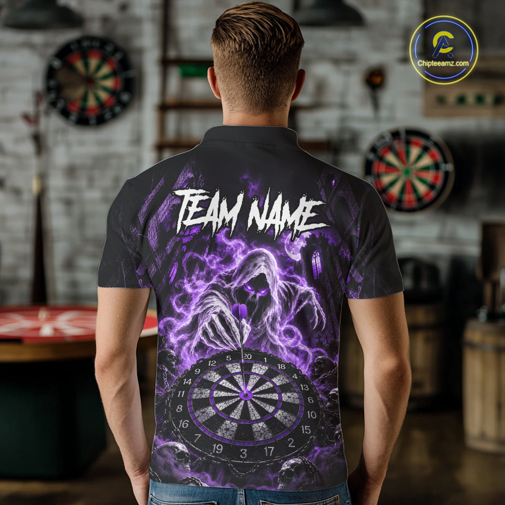 Custom Purple Grim Reaper Dart Shirt Ghost Dartboard Dart Team Jersey for Men DHT77