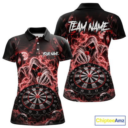 Custom Red Grim Reaper Dart Shirt Ghost Dartboard Dart Team Jersey for Women DHT77