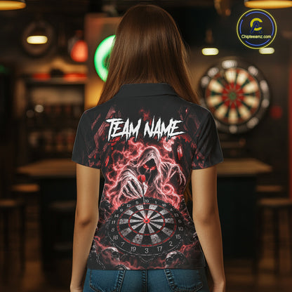 Custom Red Grim Reaper Dart Shirt Ghost Dartboard Dart Team Jersey for Women DHT77