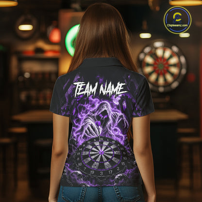 Custom Purple Grim Reaper Dart Shirt Ghost Dartboard Dart Team Jersey for Women DHT77