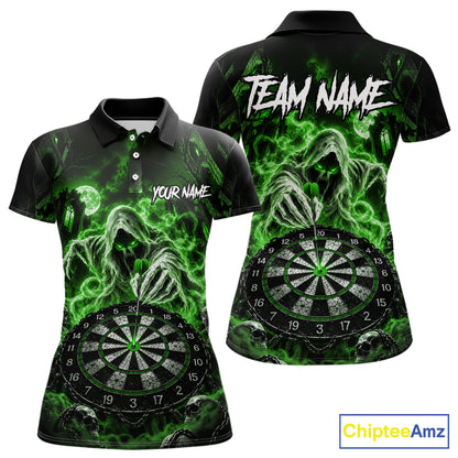 Custom Green Grim Reaper Dart Shirt Ghost Dartboard Dart Team Jersey for Women DHT77