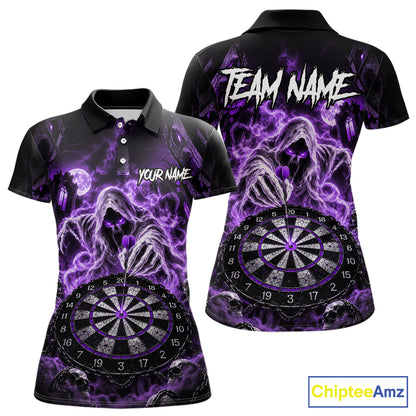 Custom Purple Grim Reaper Dart Shirt Ghost Dartboard Dart Team Jersey for Women DHT77