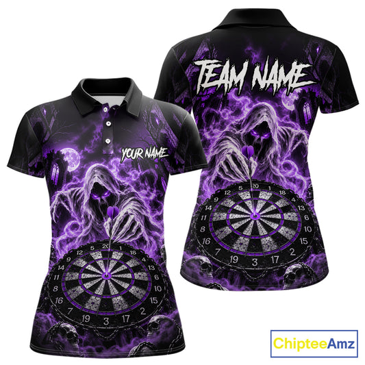 Custom Purple Grim Reaper Dart Shirt Ghost Dartboard Dart Team Jersey for Women DHT77