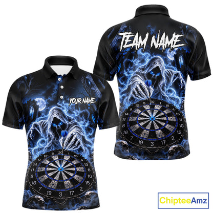 Custom Blue Grim Reaper Dart Shirt Ghost Dartboard Dart Team Jersey for Men DHT77