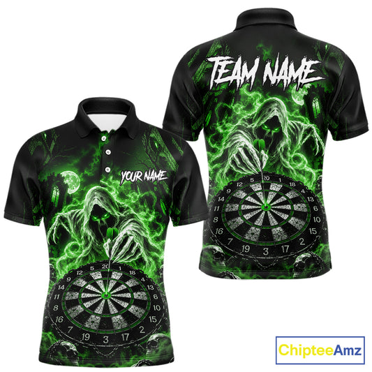 Custom Green Grim Reaper Dart Shirt Ghost Dartboard Dart Team Jersey for Men DHT77