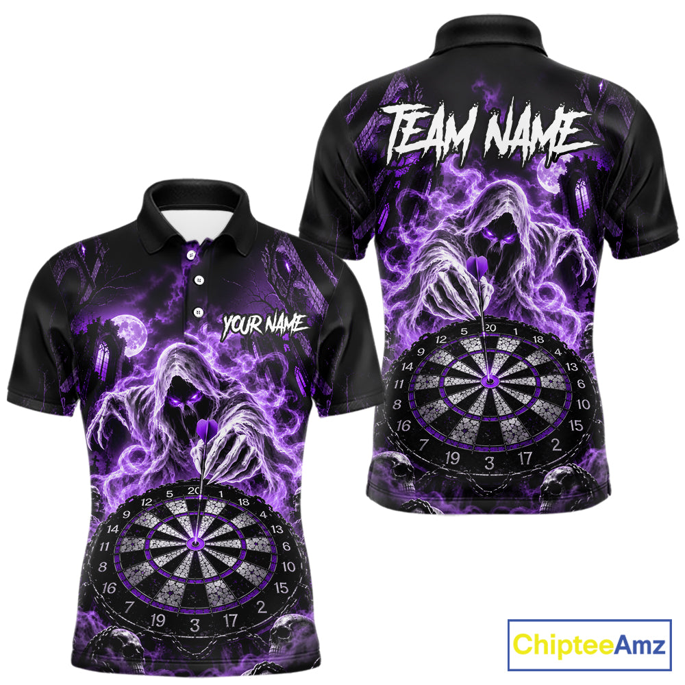 Custom Purple Grim Reaper Dart Shirt Ghost Dartboard Dart Team Jersey for Men DHT77