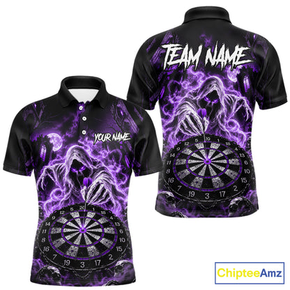 Custom Purple Grim Reaper Dart Shirt Ghost Dartboard Dart Team Jersey for Men DHT77