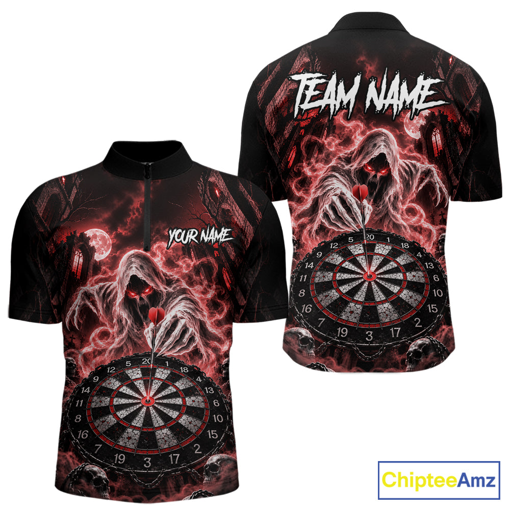 Custom Red Grim Reaper Dart Shirt Ghost Dartboard Dart Team Jersey for Men DHT77