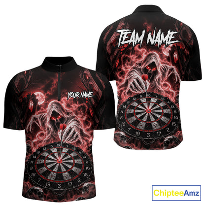 Custom Red Grim Reaper Dart Shirt Ghost Dartboard Dart Team Jersey for Men DHT77