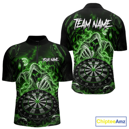 Custom Green Grim Reaper Dart Shirt Ghost Dartboard Dart Team Jersey for Men DHT77