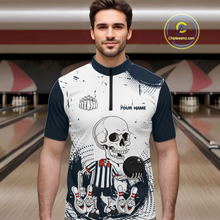 Load image into Gallery viewer, Skeleton Bowling Team Shirt for Men Personalized Funny Bowling Team Jersey Polo &amp; 1/4-Zip QZT818