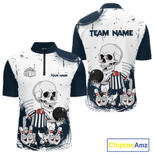 Load image into Gallery viewer, Skeleton Bowling Team Shirt for Men Personalized Funny Bowling Team Jersey Polo &amp; 1/4-Zip QZT818