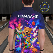 Load image into Gallery viewer, Colorful Autism Bear Bowling Shirt Custom Bowling Jersey League for Men Polo &amp; Quarter-Zip QZT1052