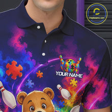 Load image into Gallery viewer, Colorful Autism Bear Bowling Shirt Custom Bowling Jersey League for Men Polo &amp; Quarter-Zip QZT1052