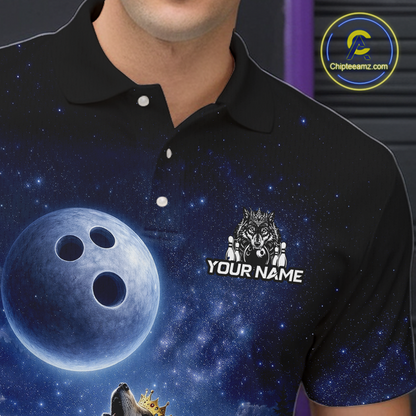 Custom Majestic Wolf Bowling Shirt for Men King Crown Bowling Jersey Polo & Quarter-Zip QZT964