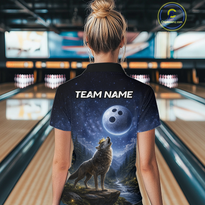 Custom Majestic Wolf Bowling Shirt for Women King Crown Bowling Jersey Polo & Quarter-Zip QZT964