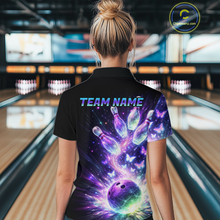 Load image into Gallery viewer, Neon Aurora Bowling Shirt Custom Galaxy Glow Bowling Jersey for Women Polo &amp; Quarter-Zip QZT967