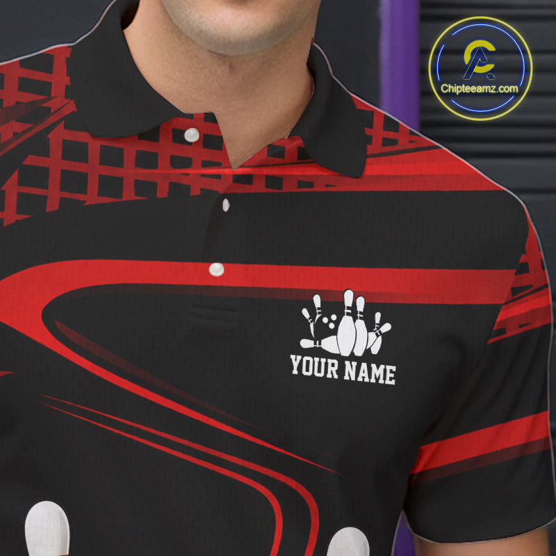 Black & Red Funny Raccoon Bowling Shirt for Men Bowling Team Jersey Polo & 1/4-Zip QZT1238