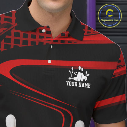 Black & Red Funny Raccoon Bowling Shirt for Men Bowling Team Jersey Polo & 1/4-Zip QZT1238