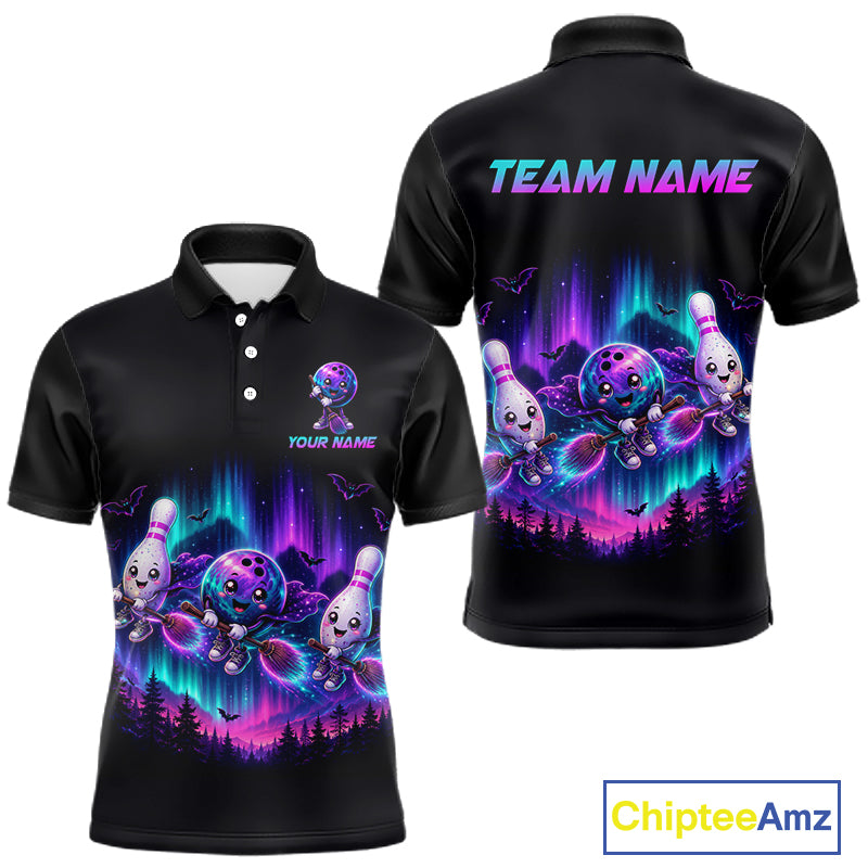 Custom Spooky Flying Bowling Ball & Pins Team Jersey Halloween Bowling Shirt for Men QZT1242