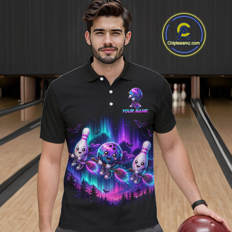 Custom Spooky Flying Bowling Ball & Pins Team Jersey Halloween Bowling Shirt for Men QZT1242