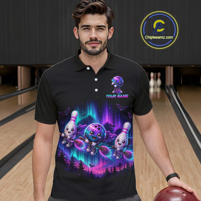 Custom Spooky Flying Bowling Ball & Pins Team Jersey Halloween Bowling Shirt for Men QZT1242